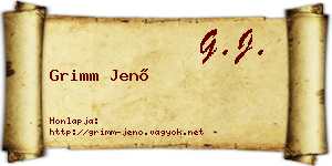 Grimm Jenő névjegykártya